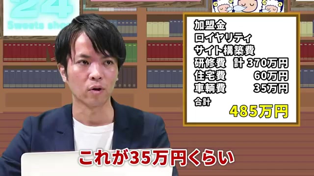車両購入費35万円の具体的な金額を提示するシーン