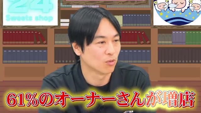 61%のオーナーが多店舗経営という数字を紹介するシーン
