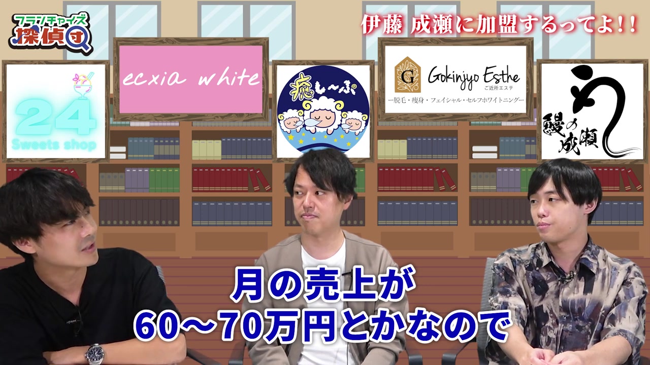 他店舗の売上60〜70万円との比較で300万円達成の難易度を説明する場面