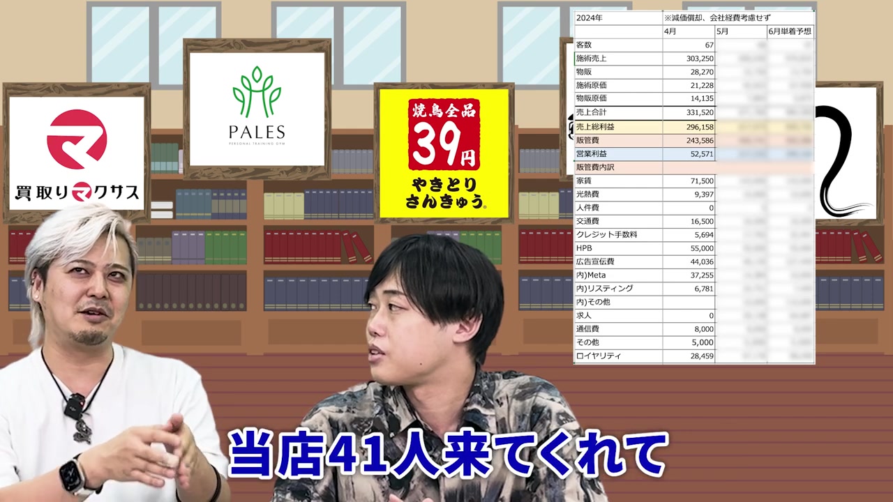 プレオープン来店41人・リピート4割という具体的データを示すシーン